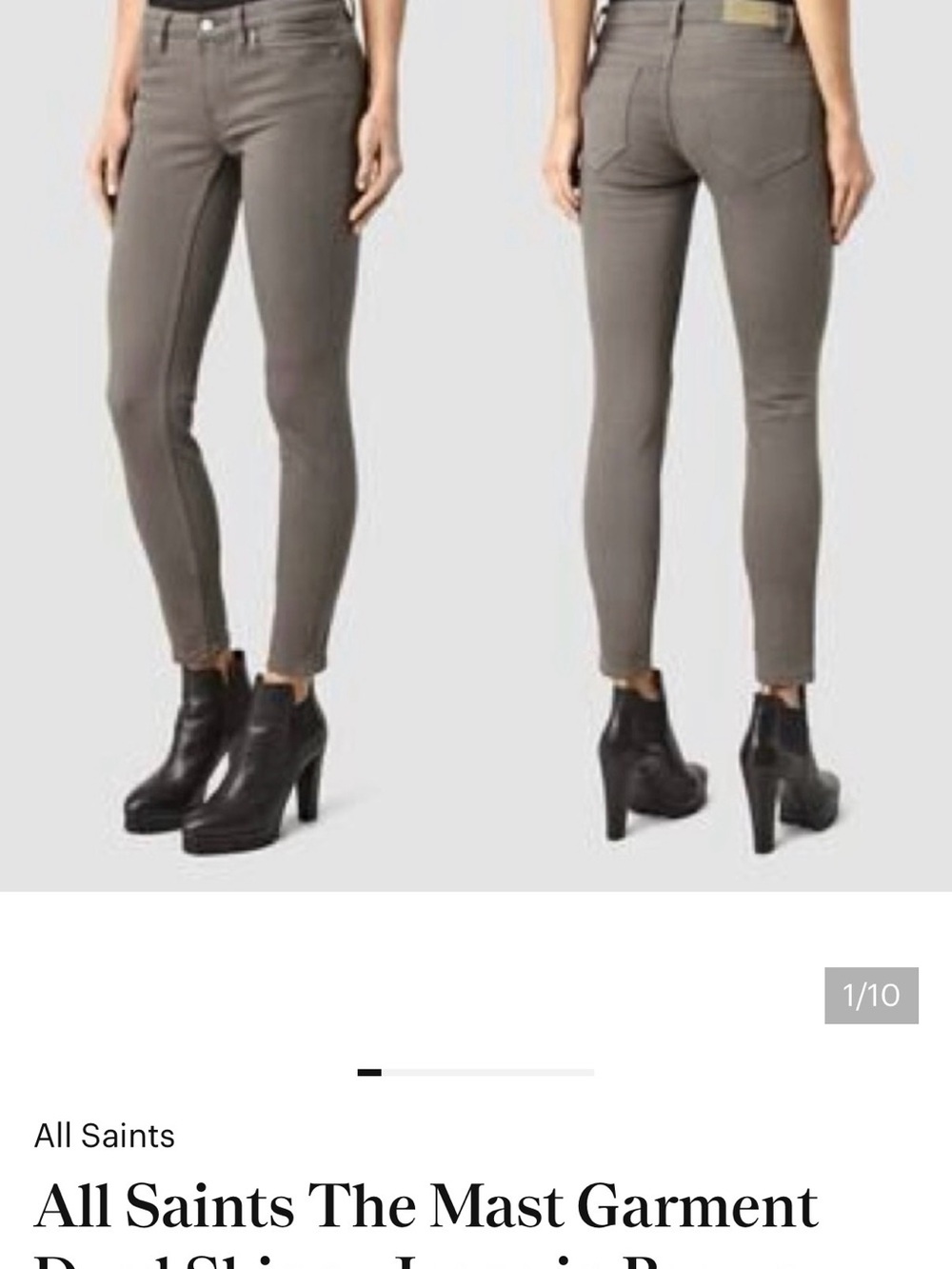 All Saints Slim Garment-Dyed Skinny Pants in Taupe